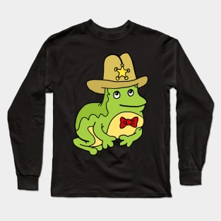 cute green frog with a cowboy hat. Long Sleeve T-Shirt